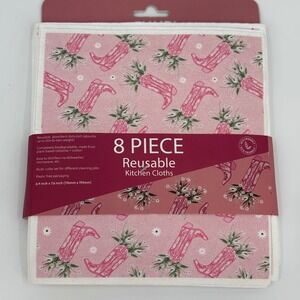 Cook With Color Kitchen Cloths 8pk Pink Western Cowboy Boot Reusable Eco New‎